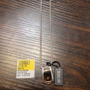 NWT Lorenzo Smoky Quartz Necklace In Sterling Silver And 18K